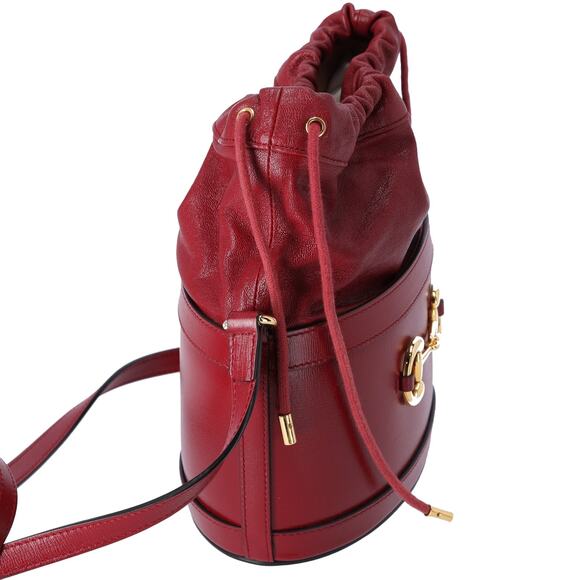 GUCCI Horsebit 1955 Bucket Bag Shoulder Bag 602118 Bordeaux Leather - Picture 8 of 8